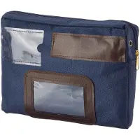 Alba Banktasche "POCAIS" mit Dehnfalte, aus Nylon, blau Reißverschluss, Absender-Fenster, Maße: (B)270 x