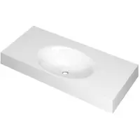 Ink Smooth Wastafel Polystone Midden Zonder Kraangat - 1000x450x90 mm - Glans Wit