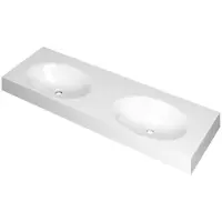 Ink Smooth Wastafel Polystone Dubbel Zonder Kraangaten - 1400x450x90 mm - Glans Wit