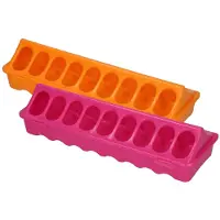 Gaun Pluimvee voertrog - Kippenvoerbak - Voederbak met 2 gaten - Kunststof - 20x9x6 cm - Oranje/Roze - Assorti