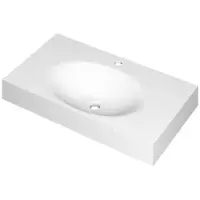 Ink Smooth Wastafel Polystone Centraal met 1 Kraangat - 800x450x90 mm - Mat Wit