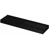 Ink United Wastafel Porselein Dubbel Zonder Kraangat incl. Porseleinen Click Plug en Verborgen Overloop Systeem - 1600x450x110 mm - Mat Zwart