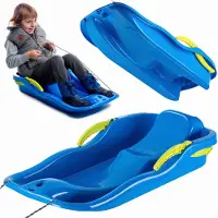 Kadax kunststof slee, sneeuwbobslee 85x40x18 cm, sneeuwschuiver met remmen
