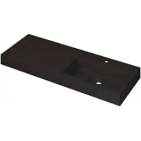 Ink Momento Wastafel Quartz Wasbak Rechts met 1 Kraangat - 1200x450x90 mm - Quartz Zwart