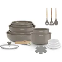 Arthur Martin – AM7887 – Kookpannenset – 18-delig – Taupe