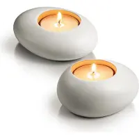 Tescoma Fancy Home Stones, set van 2 theelichthouders, wit