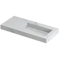 Ink Pitch Wastafel Keramische Slab Rechts met Drain en Front en Side Skirts Zonder Kraangat - 1000x450x90 mm - Calacatta Mat