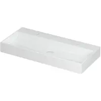 Ink United Wastafel Porselein met 2 Kraangaten incl. Porseleinen Click Plug en Verborgen Overloop Systeem - 1000x450x110 mm - Glans Wit