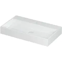 Ink United Wastafel Porselein met 1 Kraangat incl. Porseleinen Click Plug en Verborgen Overloop Systeem - 800x450x110 mm - Glans Wit