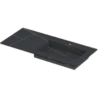 Ink Post Wastafel Keramische Slab Envelop Bak Rechts met 1 Kraangat - 1000x450x10 mm - Lauren Black Mat