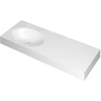 Ink Smooth Wastafel Polystone Links Zonder Kraangat - 1200x450x90 mm - Glans Wit