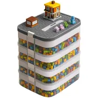 Kruzzel stapelbox - 4 lagen - kunststof - transparant - bouw blokken opbergen - organizer - opbergdoos