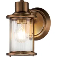 QUOIZEL Wandlamp Riggs, brons / oud-messing, Badkamer, metaal, Wandlamp