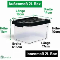Novaliv 2x opbergdozen met deksel klein 2 L antraciet Nestbare stapelbare kunststof dozen met clipsluiting Kunststof BPA-vrij 19 x 14 x 11 cm
