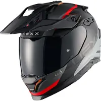 NEXX Y.Travl Quest, avonturenhelm ,Mat Zwart/Grijs/Rood ,M