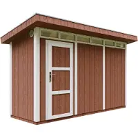 Timbela M902-REDWOOD RED - LP SmartSide Tuinhuis op houtbasis - 4 m² - 161xL412xH239 cm - met vloer en verf