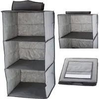 VERK Kledingkast organizer met hangplank en 3 planken - ideaal voor elke kledingkast - 30x30x60cm - Stof vrij - Makkelijk inklapbaar - Organizer - Opberger - Ademend materiaal - Vochtbestendig