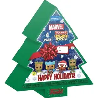 Funko POP! Marvel Holiday 2022 Pocket POP! Vinyl sleutelhanger, 4-delige set, kerstthema, doos met kerstmotieven, 4 cm, speciale editie, gloeit in het donker, speciale editie met diamanten