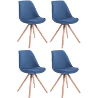 CLP Toulouse Set van 4 stoelen - Rond - Stof blauw natura