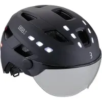 BBB Cycling Fietshelm met Verlichting & Vizier - District LED Faceshield - Ebike Helm voor Heren & Dames - ABS Shell - Fietshelm met Vizier - Medium/Large: 54 - 60cm - Mat Zwart - BHE-163