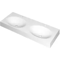 Ink Smooth Wastafel Polystone Dubbel met 2 Kraangaten - 1200x450x90 mm - Mat Wit