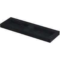 Ink Pitch Wastafel Keramische Slab Bak Dubbel met Drain en Front en Side Skirts 2 Kraangaten - 1400x450x90 mm - Lauren Black Mat