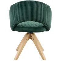 MODFU - Eetkamerstoelen Set Van 2 - Draaibaar - Retro - Eetkamer Of Woonkamer - Stof En Hout - Donkergroen