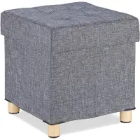 Relaxdays poef met opbergruimte - stof - 40 x 38 x 38 cm - opbergpoef - grijs