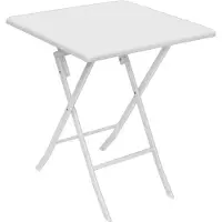 Relaxdays tuintafel BASTIAN - 74 x 61,5 x 61,5 cm - opklapbaar - rotan look - vierkant - wit