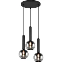 TRIO Moderne hanglamp zwart met smoke glas 3-lichts - Clayton