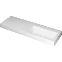 Ink Momento Wastafel Polystone Wasbak Rechts met 1 Kraangat - 1400x450x90 mm - Glans Wit