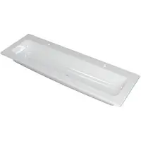 Ink Faktor Wastafel Polystone Centraal met 2 Kraangaten - 1400x450x15 mm - Glans Wit