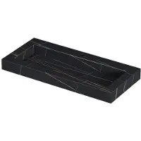 Ink Pitch Wastafel Keramische Slab Centraal met Drain en Front en Side Skirts 1 Kraangat - 1000x450x90 mm - Lauren Black Mat