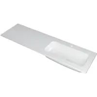 Ink Faktor Wastafel Polystone Rechts met 1 Kraangat - 1600x450x15 mm - Glans Wit