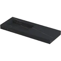 Ink Pitch Wastafel Keramische Slab Links met Drain en Front en Side Skirts Zonder Kraangat - 1200x450x90 mm - Lauren Black Mat
