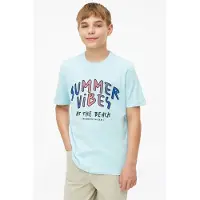 s.Oliver T-shirt lichtblauw Jongens Katoen Ronde hals Tekst - maat 158/164