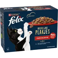 Felix Kattenvoer In Gelei Heerlijke Plakjes Adult Farm Selectie 80 G 12 Stuks