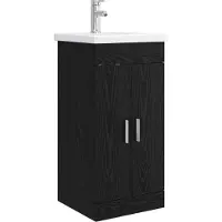 vidaXL Badkamer Vanity met Wastafel Zwart eiken 42 x 40 x 84,5 cm