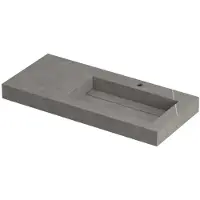 Ink Pitch Wastafel Keramische Slab Rechts met Drain en Front en Side Skirts 1 Kraangat - 1000x450x90 mm - Armani Grey Mat