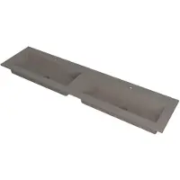 Ink Kraft Wastafel Dubbele Bak met 2 Kraangaten - 1800x450x10 mm - Quartz Beton