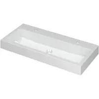 Ink Momento Wastafel Polystone met 2 Kraangaten - 1000x450x90 mm - Glans Wit