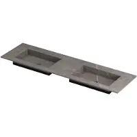Ink Post Wastafel Keramische Slab Envelop Bak Dubbel Zonder Kraangaten - 1600x450x10 mm - Armani Grey Mat