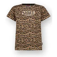 Vingino T-shirt bruin Meisjes Stretchkatoen Ronde hals Dierenprint - maat 152