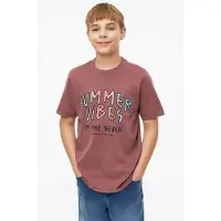 s.Oliver T-shirt oudroze Jongens Katoen Ronde hals Tekst - maat 170/176