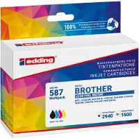 Edding Inktcartridge vervangt Brother LC3219XL BKCMY Compatibel Combipack Zwart, Cyaan, Magenta, Geel EDD-587 18-587-01
