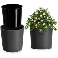 Kadax Bloempot, elegante sierpot met inzet, pot, tuinkom, bloembak, bloempotbescherming voor woonkamer, kantoor, grafiet, diameter 25 cm