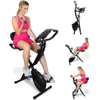 Mobiclinic EVEREST - Spinbike - Opvouwbare Hometrainer - LCD scherm - Verstelbare rugleuning en zadel - 8 standen - Fitnessfiets - Polsslagmeter - Ruimtebesparend - Tot 120 Kg