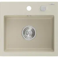 Mexen Milo granieten gootsteen 1-komoers 435 x 410 , beige, chroom sifon - 6505441000-69