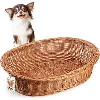 Kadax Wilgentenen Honden- en kattenligstoel, huisdierbed in natuurlijke kleur, hondenbed, kattenmand, ligstoel voor dieren, dierenbed, hondenslaapplaats, rustmand (11x50x38cm)