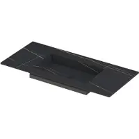 Ink Post Wastafel Keramische Slab Envelop Bak Midden Zonder Kraangat - 1000x450x10 mm - Lauren Black Mat